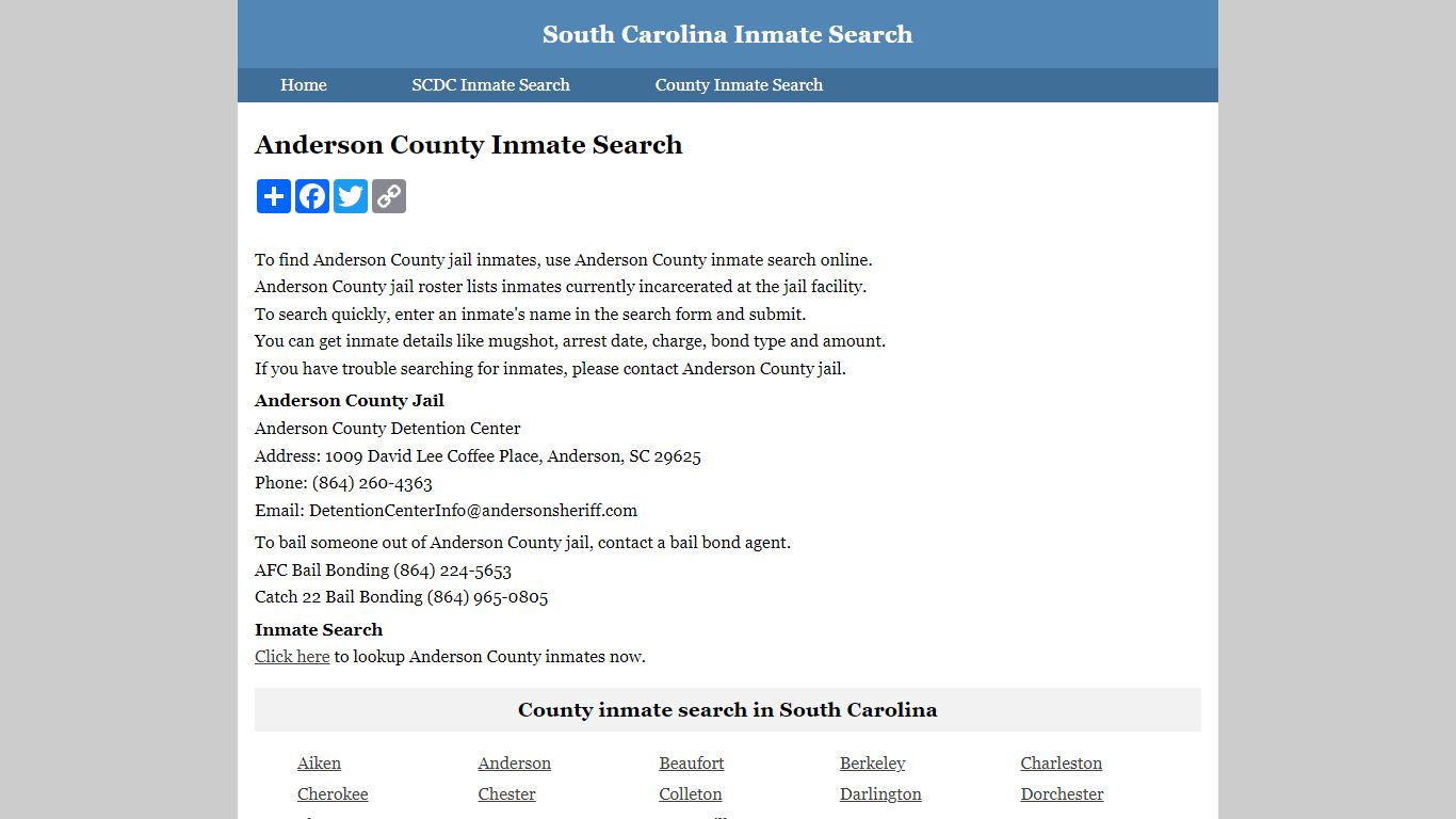 Anderson County Inmate Search